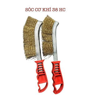 Chổi đánh rỉ sắt, bàn chải đánh rỉ sợi đồng cán đỏ cầm tay loại đẹp
