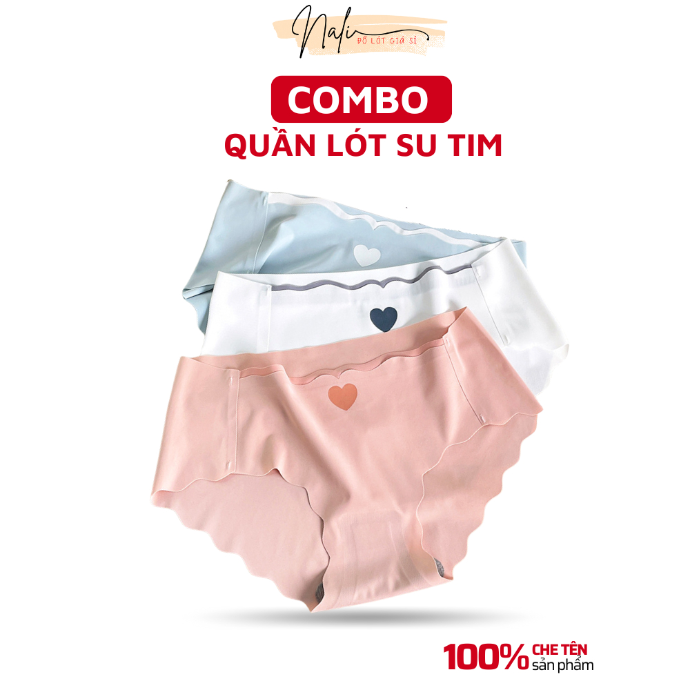 Combo 3 Quần Lót Nữ Su Tim Chất Liệu Cao Cấp Không Lộ Viền Đáy Quần Cotton 2 Lớp Khử Mùi Nali do lot gia si 376