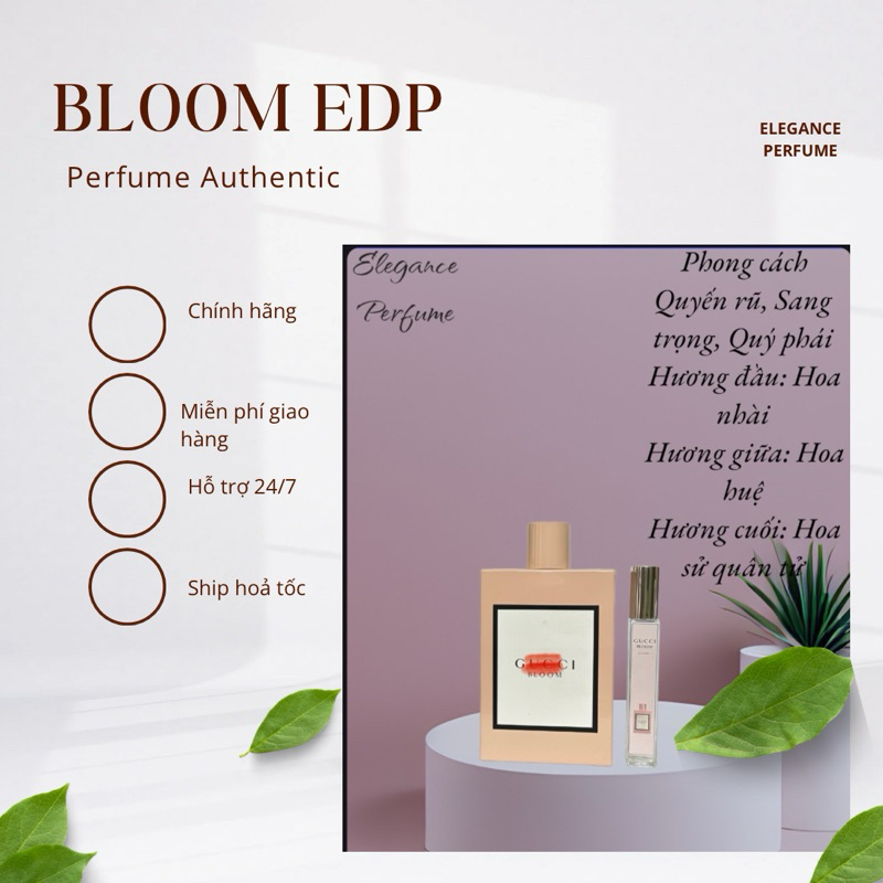 [Mẫu thử] Nước hoa nữ chính hãng Gu Chi Bloom EDP hương hoa, nước hoa chiết Bloom hồng ELEGANCE PERF