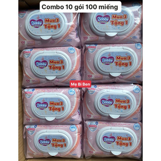 Combo 10 gói Khăn ướt Bobby không mùi /có mùi 100 tờ