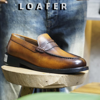 Giày nam peny laofer loafer da bê đế cao su đúc khâu mickay