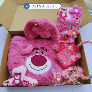 Set quà tặng cho bé nhiều món trang trí gấu dâu lotso dễ thương làm quà tặng sinh nhật, quà 1/6