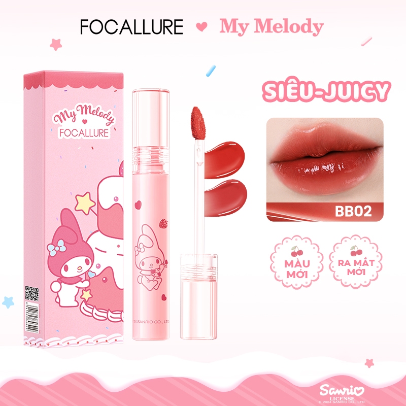 [Focallure x Sanrio] Son Tint Căng Bóng Mọng Nước Không Dính Lâu Trôi 2.6g