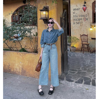 Sơ mi denim form rộng (ảnh thật/ có sẵn)
