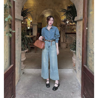 Sơ mi denim form rộng (ảnh thật/ có sẵn)