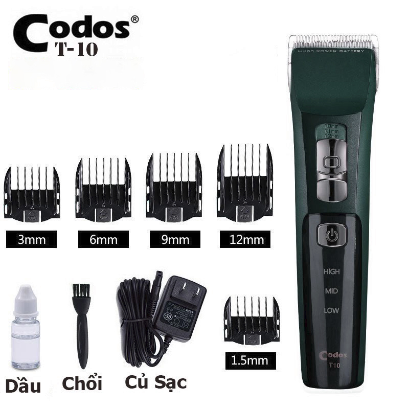 Tông đơ cắt tóc Codos T10 cao cấp lưỡi titan siêu bền