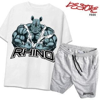 RHINO MUSCLE set đồ tập gym đẹp nhất phom rộng vải cotton 100%