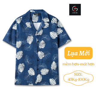 Áo sơ mi cổ vest đi biển họa tiết THÁI KHANG vải lụa mềm mặc thoải mái rất mát họa tiết hoa lá A3D53
