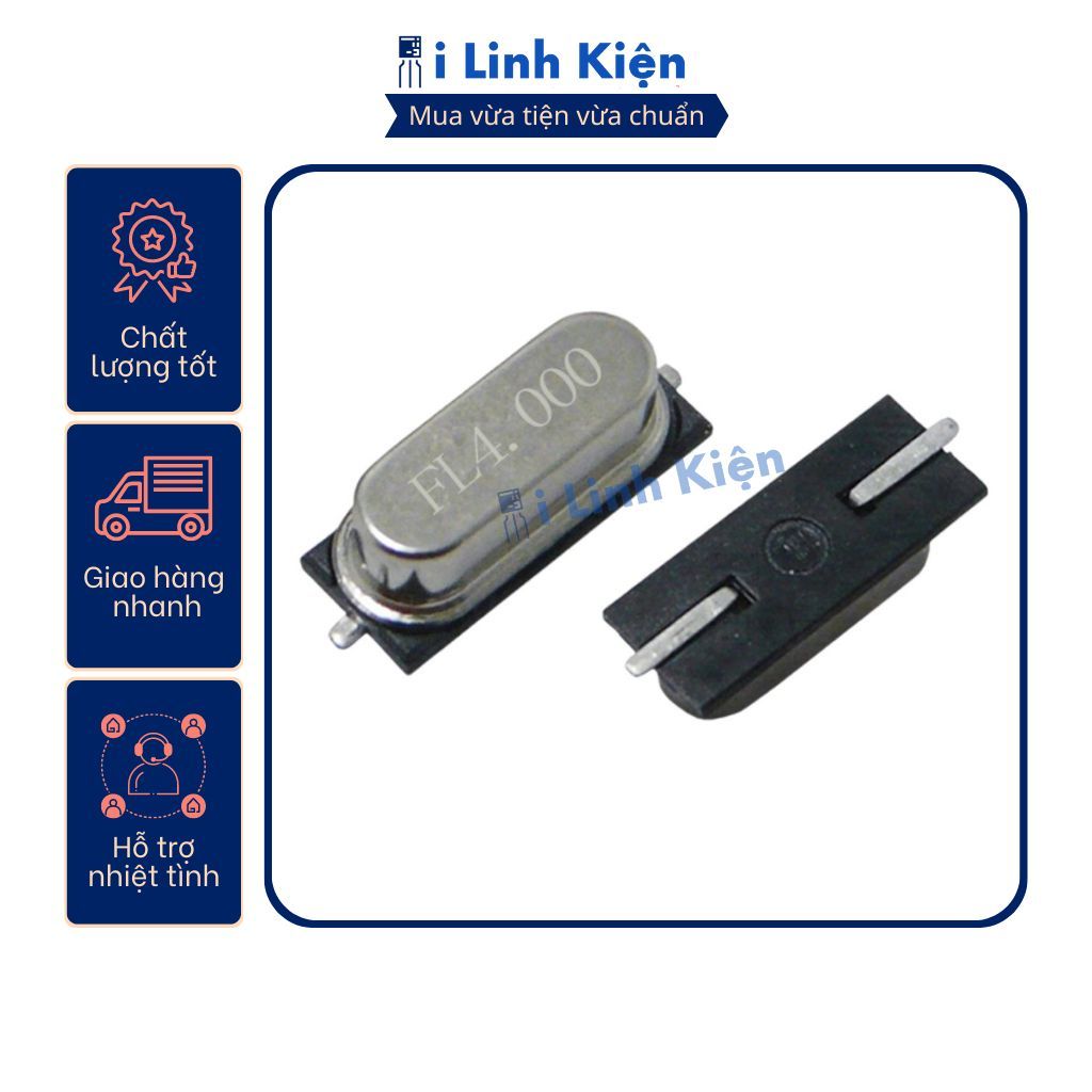Thạch anh chân dán 49SMD 16Mhz/20Mhz/22.1184Mhz/24Mhz/25Mhz/27.12Mhz/32Mhz
