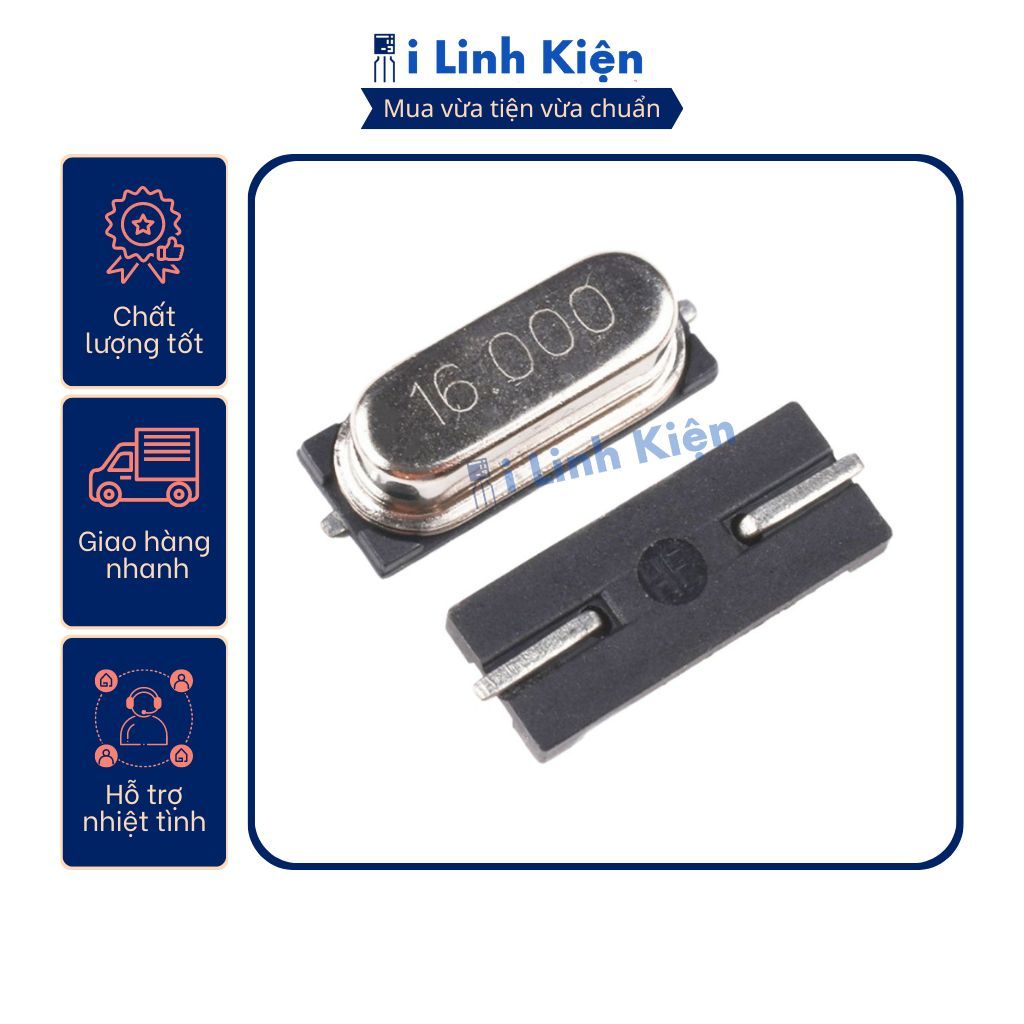 Thạch anh chân dán 49SMD 16Mhz/20Mhz/22.1184Mhz/24Mhz/25Mhz/27.12Mhz/32Mhz