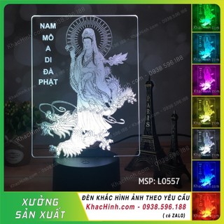 Đèn thờ quan âm bồ tát trên lưng rồng, đèn tranh thờ quán thế âm bồ tát, tranh thờ mẹ quan âm