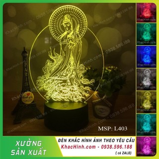 Đèn thờ quan âm bố tát, đèn tranh thờ quán thế âm bồ tát, tranh thờ mẹ quan âm, đèn led đổi 16 màu