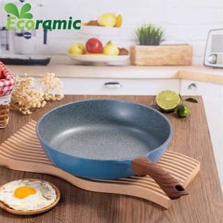 Chảo chống dính vân đá cạn lòng ecoramic hàn quốc đáy từ nhiều size đúc nguyên khối chính hãng