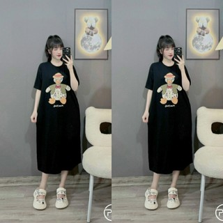 Đầm bầu thời trang dạo phố YE1072 chất thun cotton freesize dưới 75kg