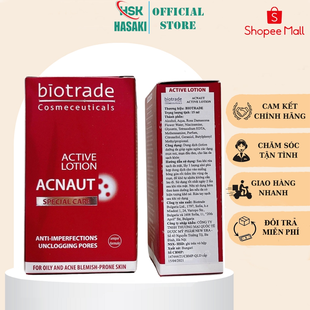 Lotion chấm mụn sưng viêm Biotrade Acnaut Active Lotion 15ml (Hàng Chính hãng)