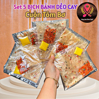 Set 5 bịch bánh tráng dẻo cay cuộn tôm bơ
