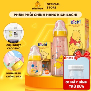 Bình sữa cổ hẹp ppsu sơ sinh kichilachi 80ml/150ml/250ml núm ti mềm chống sặc đầy hơi- miniboo
