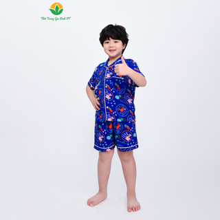  Bộ lanh Pijama mặc nhà bé trai quần đùi, áo cộc tay mùa hè Việt Thắng - B63.2306