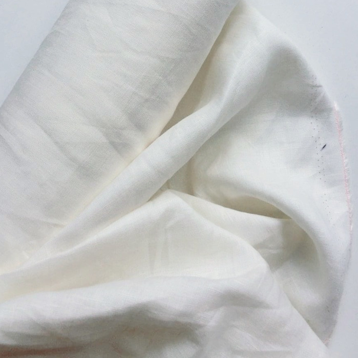 Vải linen tưng mỏng đã wash (xử lý co rút và làm mềm vải) màu trắng, khổ 1m4