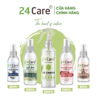 [ SẢN PHẨM MỚI ] Xịt thơm phòng tinh dầu thiên nhiên 24Care dung tích 50ml/ 100ml/ 250ml - Khử mùi, thư giãn tập trung t