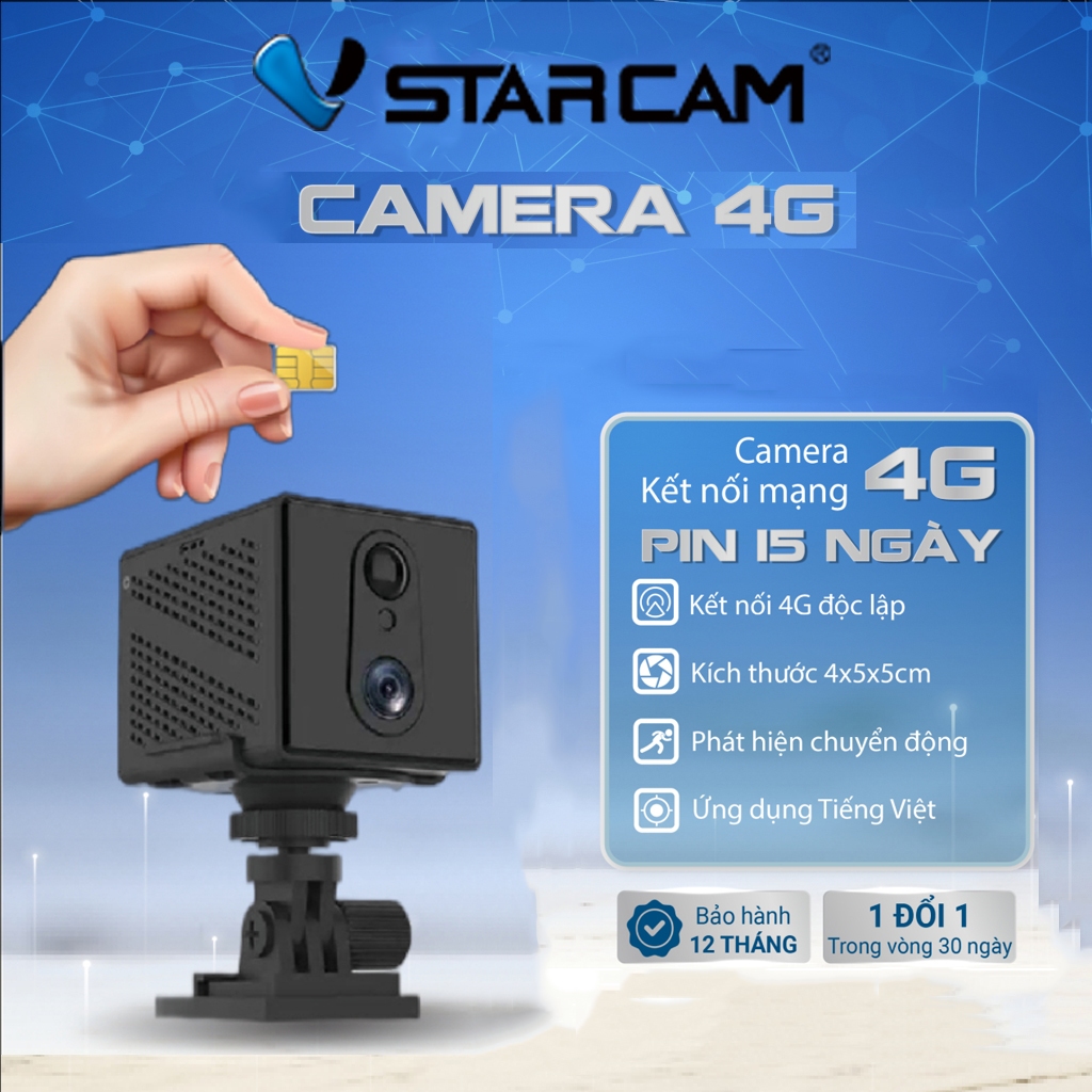 Camera mini 4G VSTACAM Full HD kích thước siêu nhỏ, dùng pin sạc kết nối app theo dõi từ xa