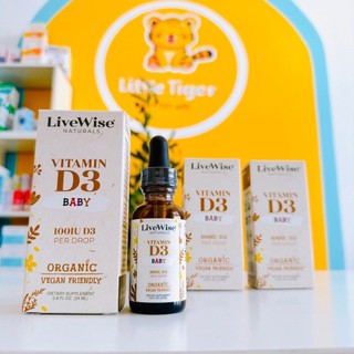 Vitamin D3 Tinh Khiết Thuần Chay Livewise Naturals Mỹ 24ml cho bé từ 0-3y Little Tiger