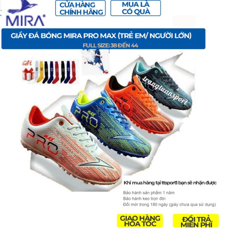 Giầy Đá bóng Mira Pro New Arrival  2023- full size 33 đến 44
