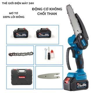 Máy cưa gỗ MAKITA (KHÔNG CHỔI THAN ), Cưa xích- size 6 inch công suất lớn dùng pin sạc điện.