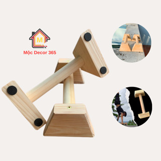 Parallettes - Dụng cụ Hỗ Trợ Hít Đất, Chống Đẩy, Chất Liệu Gỗ Thông Có Đế Trống Trượt