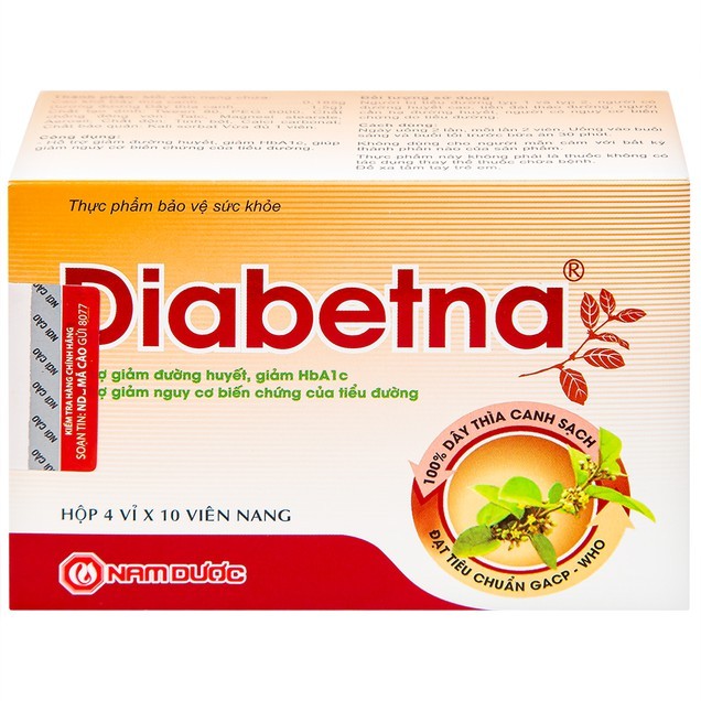 (hộp 40 viên) Viên uống Diabetna hỗ trợ giảm đường huyết, giảm HbA1c