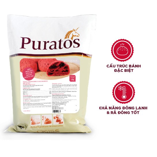 Bột Trộn Sẵn Bánh Mì Mochi Dâu Puratos Gói 1kg