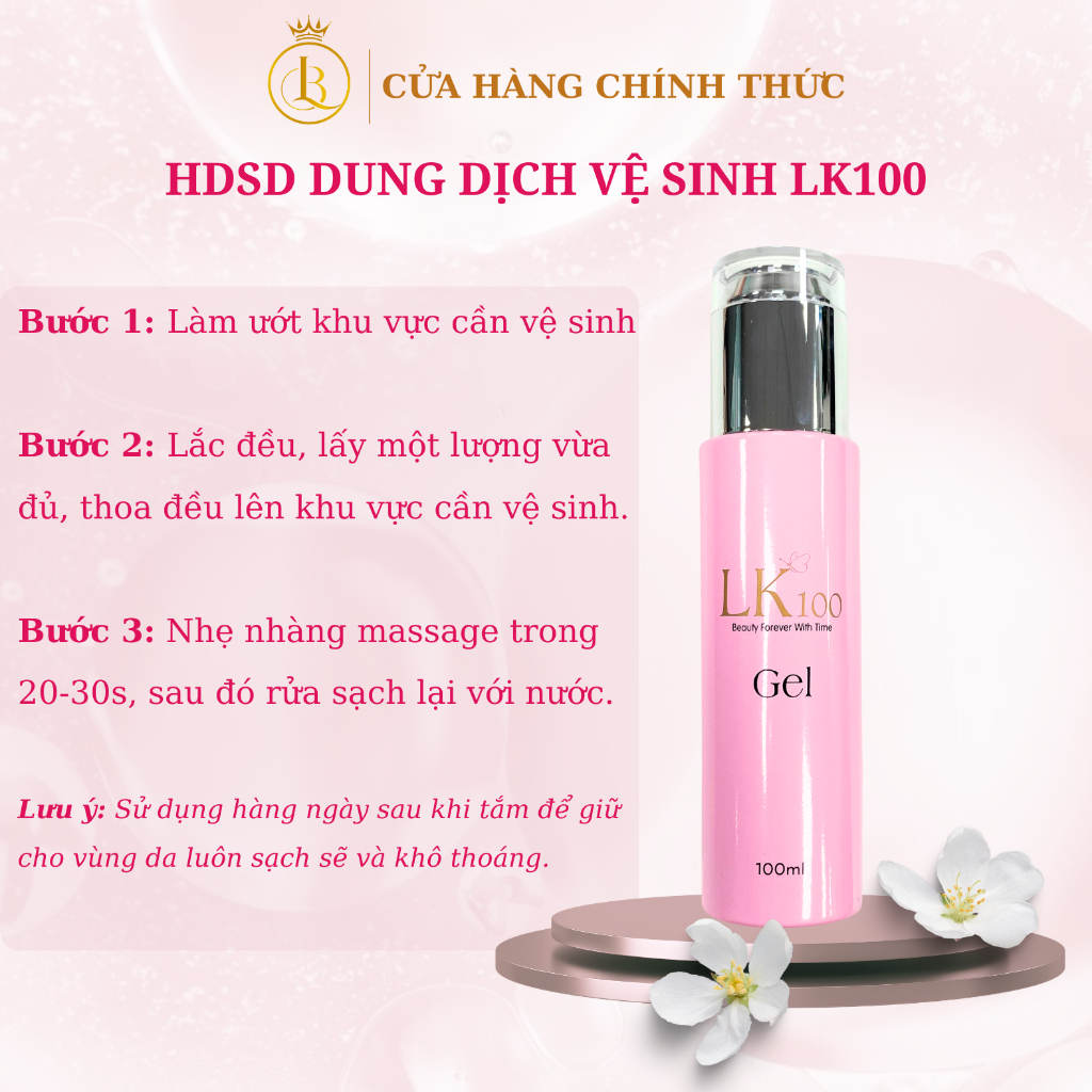Dung Dịch Vệ Sinh Vùng Kín LK100 100ml| Làm Sạch Sâu  Ngăn Mùi 24H, Dưỡng Ẩm Tăng Đàn Hồi Cho Da Nữ