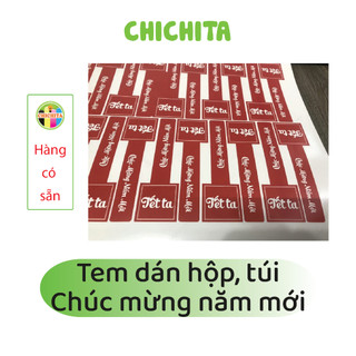 (Có sẵn) Set 46 tem dán hộp, túi chúc mừng năm mới CHICHITA