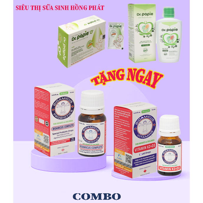 Combo Men vi sinh 10 chủng BioAmicus Complete và Vitamin D3K2 Bioamicus