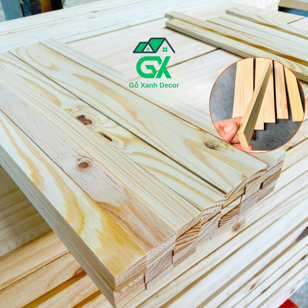 Thanh Nan Gỗ Thông  Giá Rẻ, Gỗ Thông Xẻ Thanh Dày 1cm x 3cm x Dài 50cm Dùng Làm Nẹp Chỉ Decor