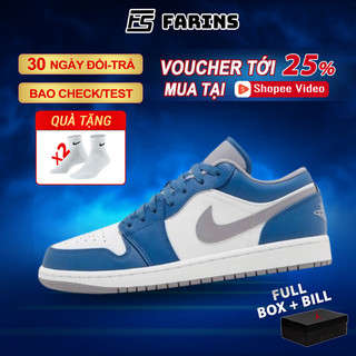 Giày air jordan 1 low true blue cement auth cho nam nữ fullbox có bảo hành farins store