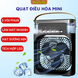 Quạt điều hòa hơi nước mini LOẠI 1, quạt phun sương để bàn 600ml, 5 vòi phun, 3 chế độ gió làm mát nhanh - Huajing