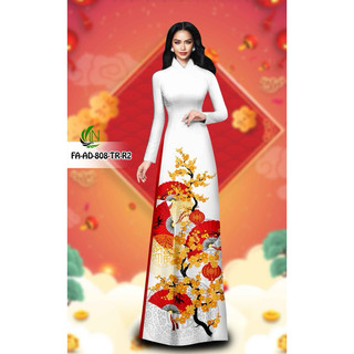 Vải Áo Dài Tằm Ý Hoa Mai Và Quạt