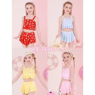 Đồ bơi hai dây cho bé gái hoạ tiết chấm đáng yêu cho bé từ 12-18kg kg mã 7611