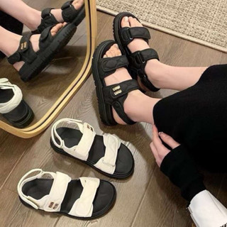 Dép quai hậu nữ miu đế dày quai dán thời trang, sandal nữ miu da mềm đế mềm cao 3cm