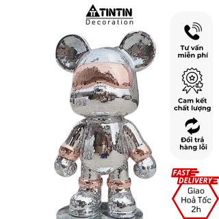 Mô hình gấu bearbrick Panda đính đá cao cấp đá sáng dùng decor trang trí nhà, văn phòng, quà tặng - 81cm - hàng có sẵn