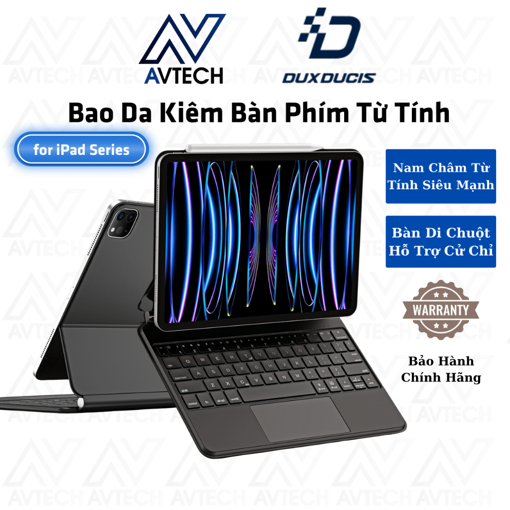 Bao Da Từ Tính Nam Châm Kiêm Bàn Phím Dux Ducis Dành Cho iPad Pro 11" / iPad Air 4 | 5 | M1, Magnetic Pro, MK Series