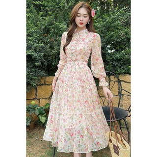 Váy tơ hoa cực kì tiểu thư sang xịn TAHE V500