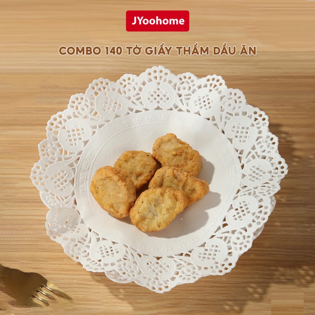 COMBO 140 Giấy Thấm Dầu Ăn Lót Bánh JYoohome Giấy Nến Đục Lỗ Tròn Thấm Dầu Mỡ Chiên Dán Nồi Chiên