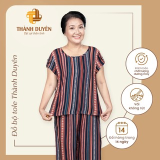 Đồ bộ Tole nữ trung niên mặc nhà Thành Duyên ống rộng cổ tròn, thoáng mát, không rút -1529TCR