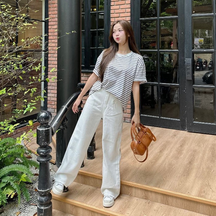 (ẢNH OLDSCHOOL)Quần jeans trắng trơn ống suông #7448 | BigBuy360 - bigbuy360.vn