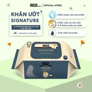 Khăn Giấy Ướt RICO BABY Signature Hàn Quốc Chiết Xuất Cúc Kim Tiền Lành Tính, Sạch Khuẩn, An Toàn Cho Bé Loại 70 Tờ