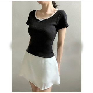 Áo thun babytee nữ,áo phông cổ tròn phối viền ren đính nữ chất thu cotton co giãn nhiều màu dễ thương phong cách Hàn