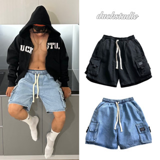 Quần Short Jean Túi Hộp Duck Stuido Unisex Nam Nữ
