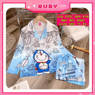 Đồ bộ pijama lụa xước cao cấp cho bé size đến 75kg mềm mướt in hình hoạt hình dễ thương Bộ lụa xước ánh kim PRBTDQDLX